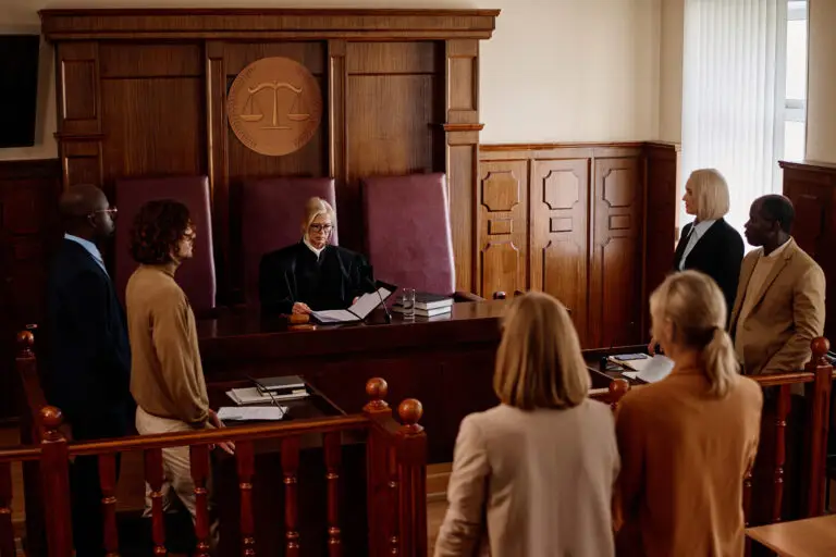 Courtroom with someone on the stand